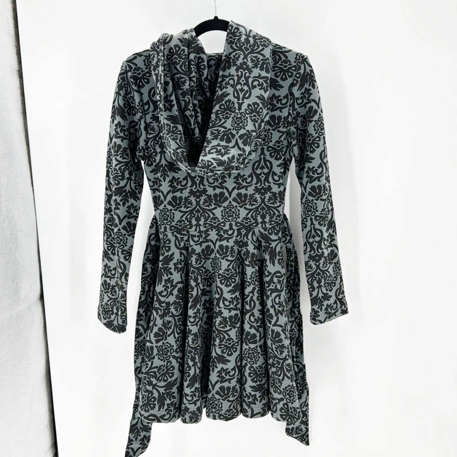 Effie’s Heart Claudia Coat damask print artsy quirky swing size xs whimisigoth Black - Image 2