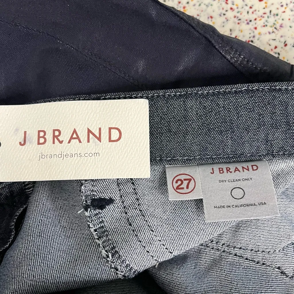 NWT J Brand Coated Denim Super Skinny Low Rise Jeans Midnight Navy Women’s 27 - Image 7
