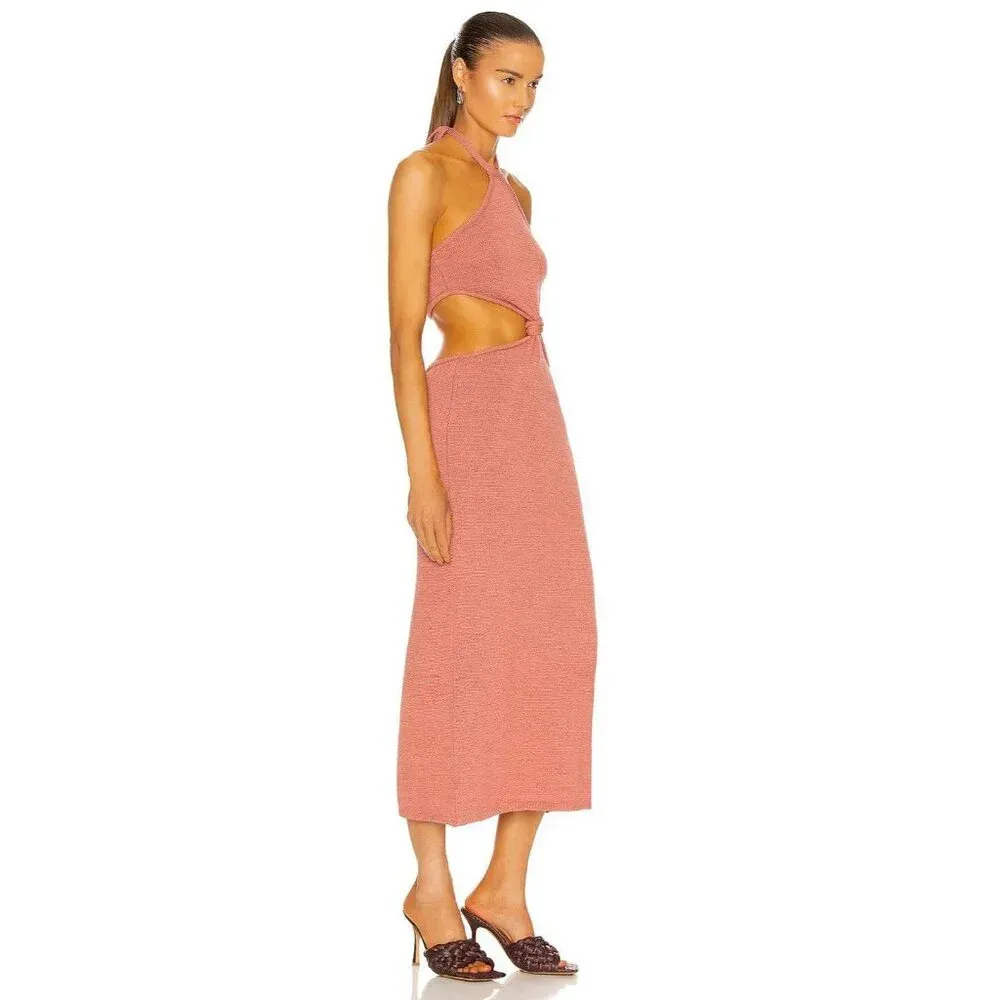 Cult Gaia Cameron Knit Dress in Jaipur pink Large New Womens Midi Cutout - Image 3