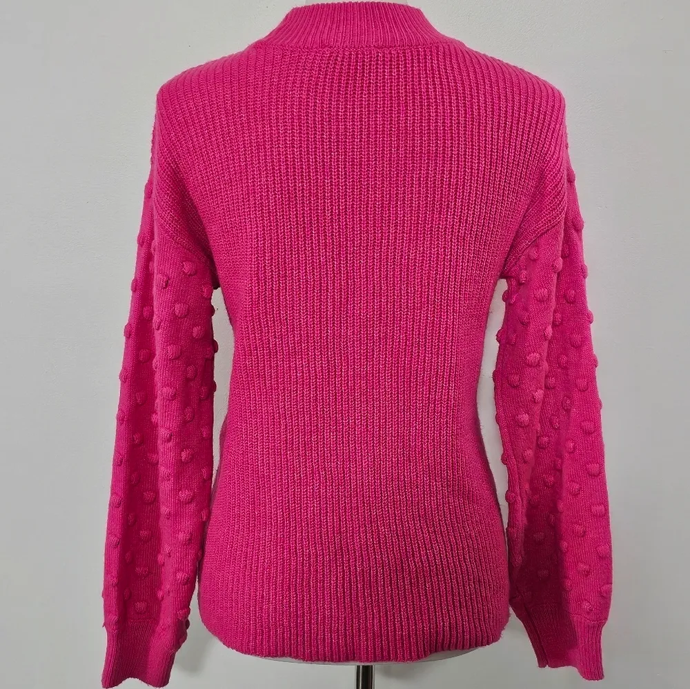 Vince Camuto Aurora Pink Bobble Stitch Sleeve Pullover Sweater Size Small - Image 5