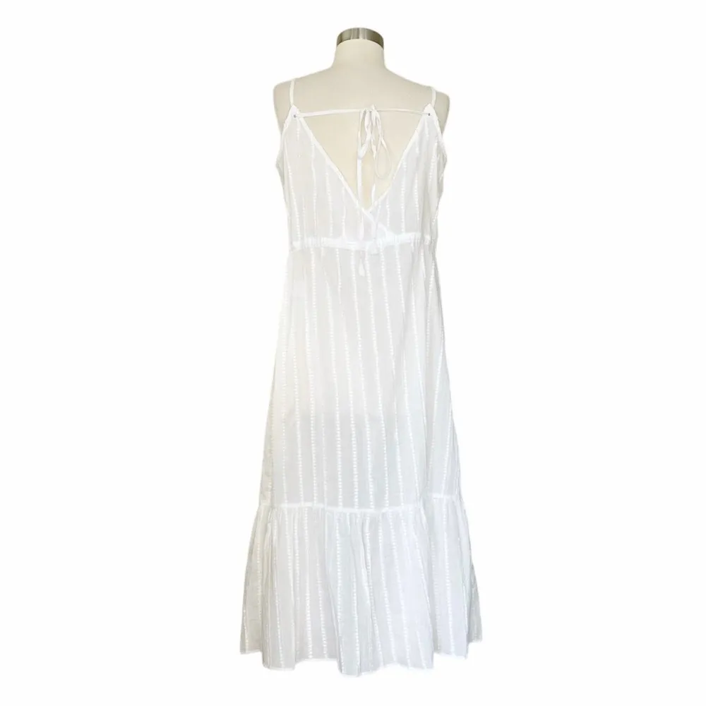 SOLID & STRIPED White Cotton Dress Button Down Sleeveless Straps Plumetis M NWOT - Image 10