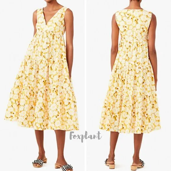 NWT kate spade Kate Daisy‎ Vineyard Midi Cotton Dress, Yellow - Image 2