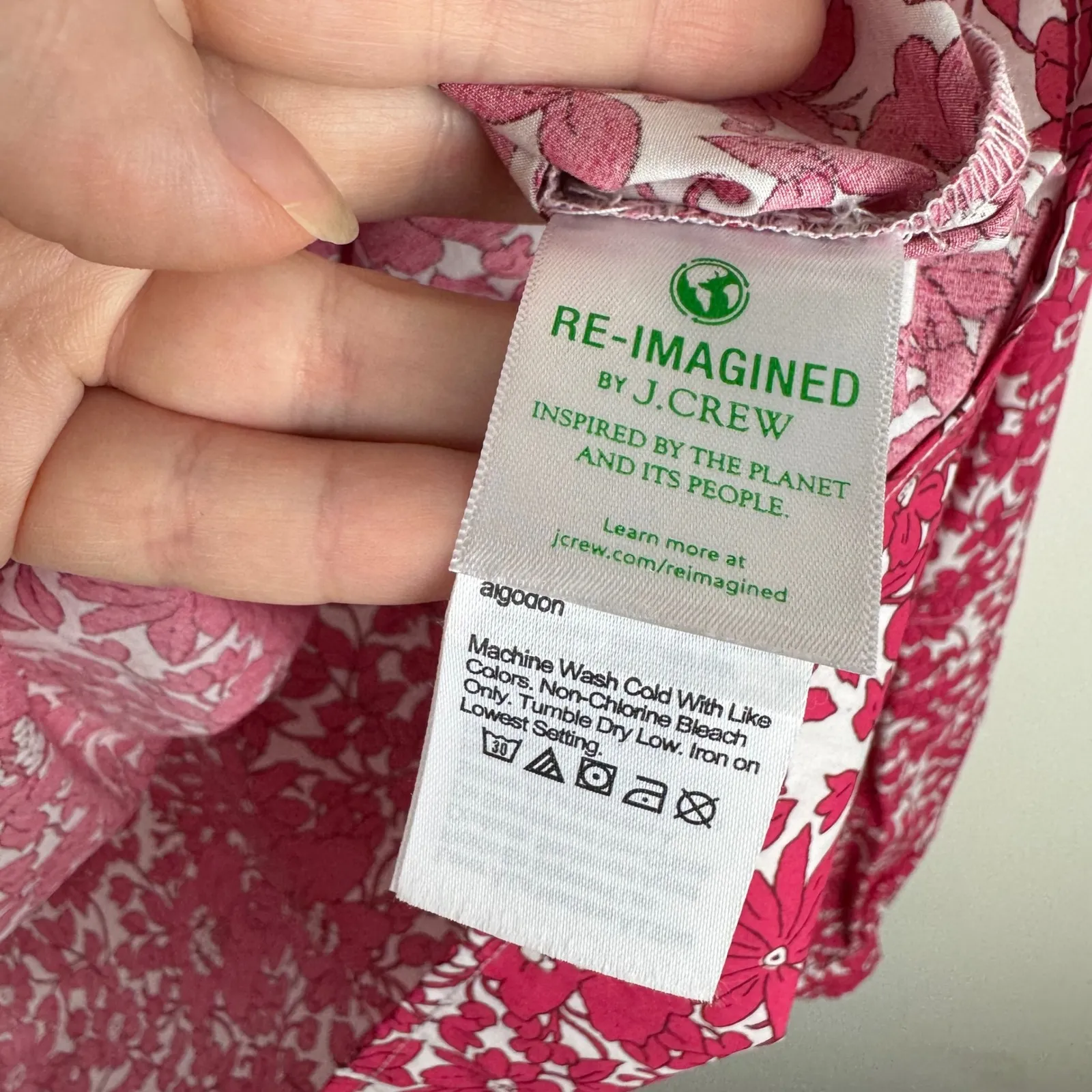 J Crew Button Front Ruffle Neck Popover Blouse Sz Large Blushing‎ Meadow Poplin - Image 6