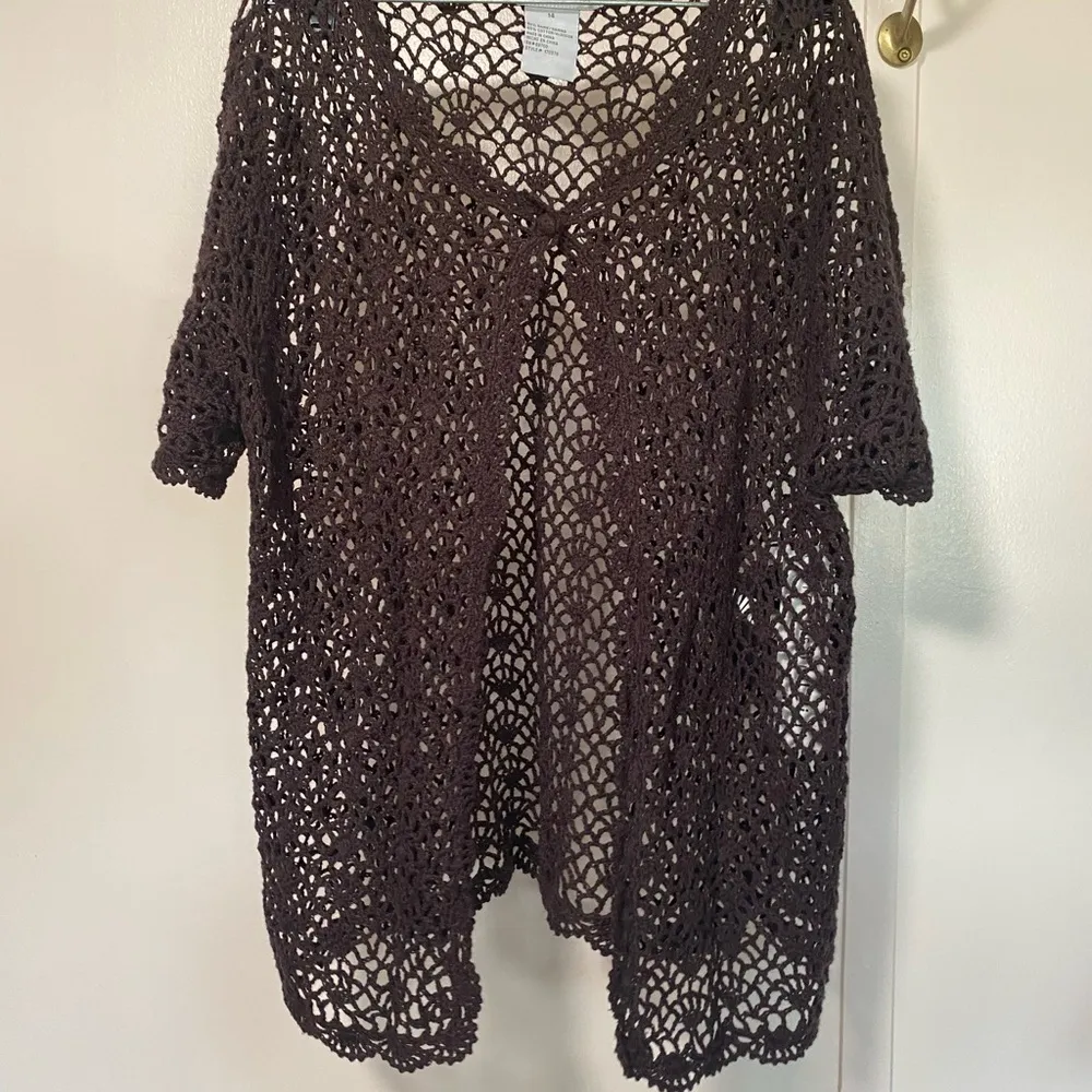 Madison Leigh Dark Brown Crochet Top - Image 2