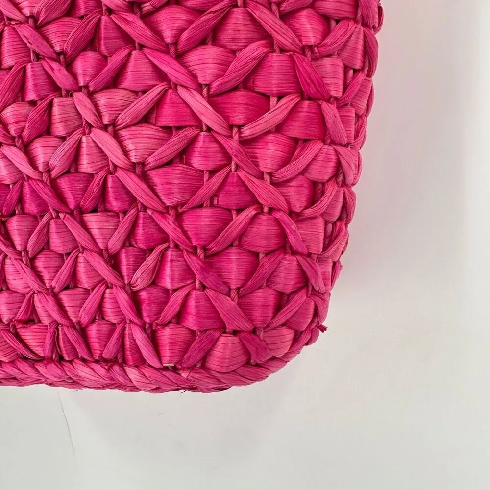NWT Barney’s NY‎ Pink Straw Beaded Handle Tote Bag - Image 11