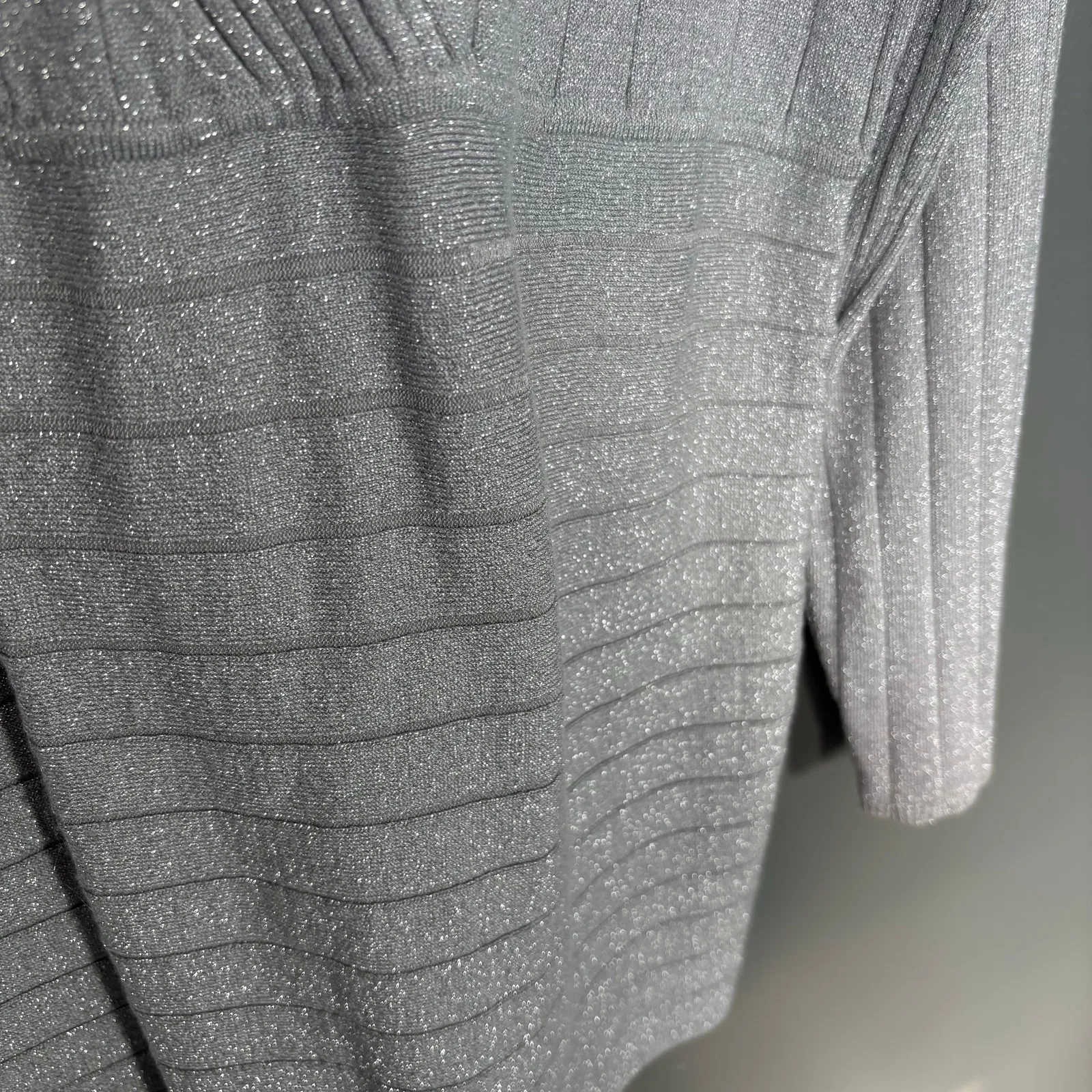 Style & Co Metallic Silver Glam Ribbed Faux Wrap Sweater - Women's Plus Size 3X - Image 3