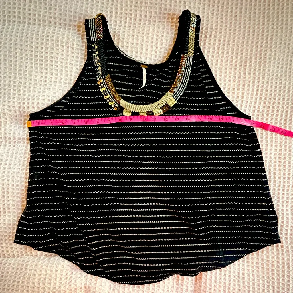 Free People Aztec Louie Black beaded Embellished open back Tank Top size Med - Image 9