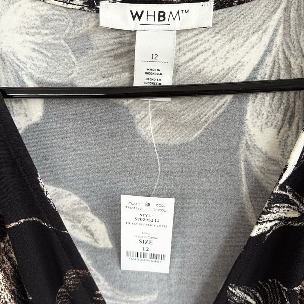 NWT White House Black Market Surplice Stretch Jumpsuit Black Floral Size 12 - Image 5