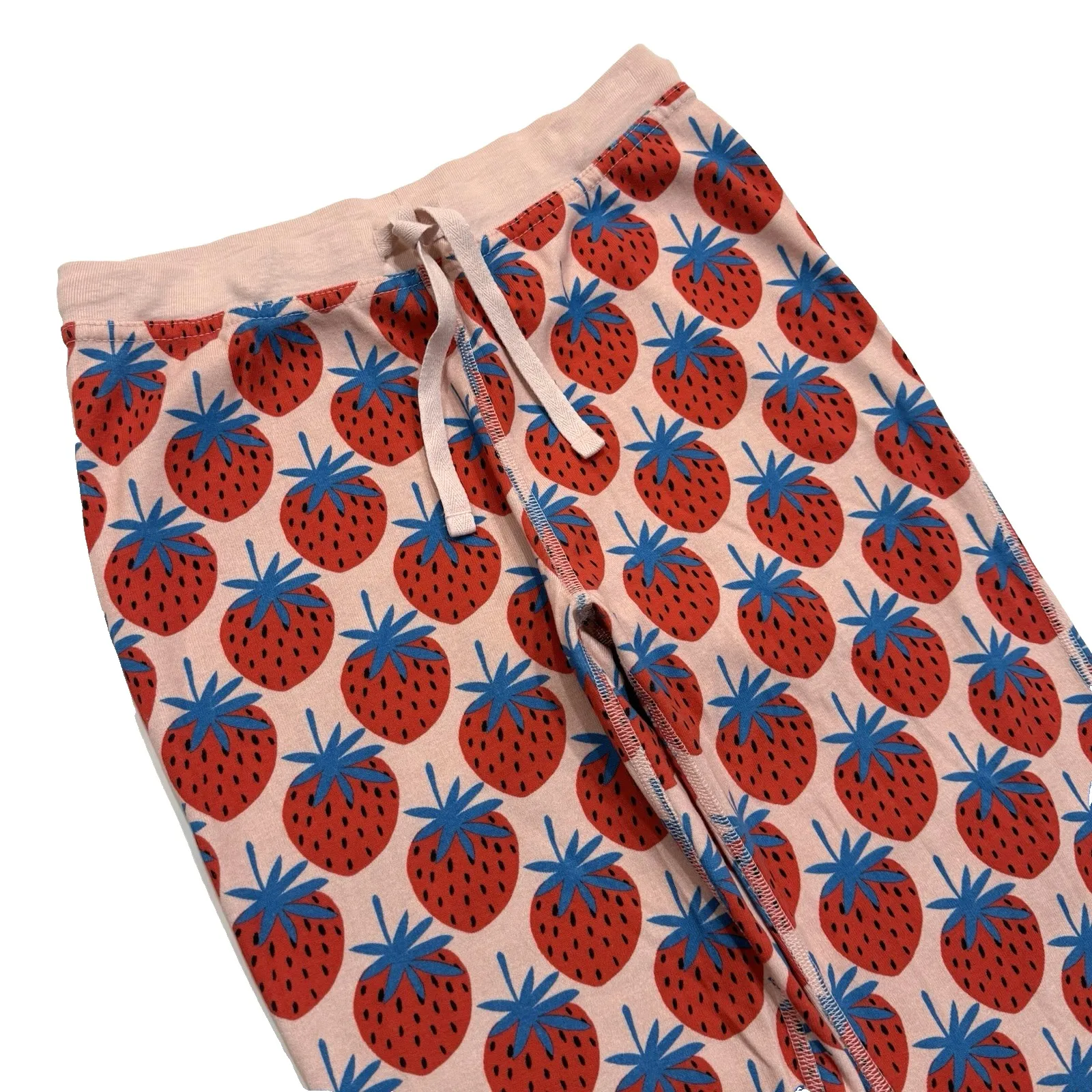 Hanna Andersson Pajama PJ Set Women XS Long John Strawberry Print Sleep Top Pant Pink - Image 7