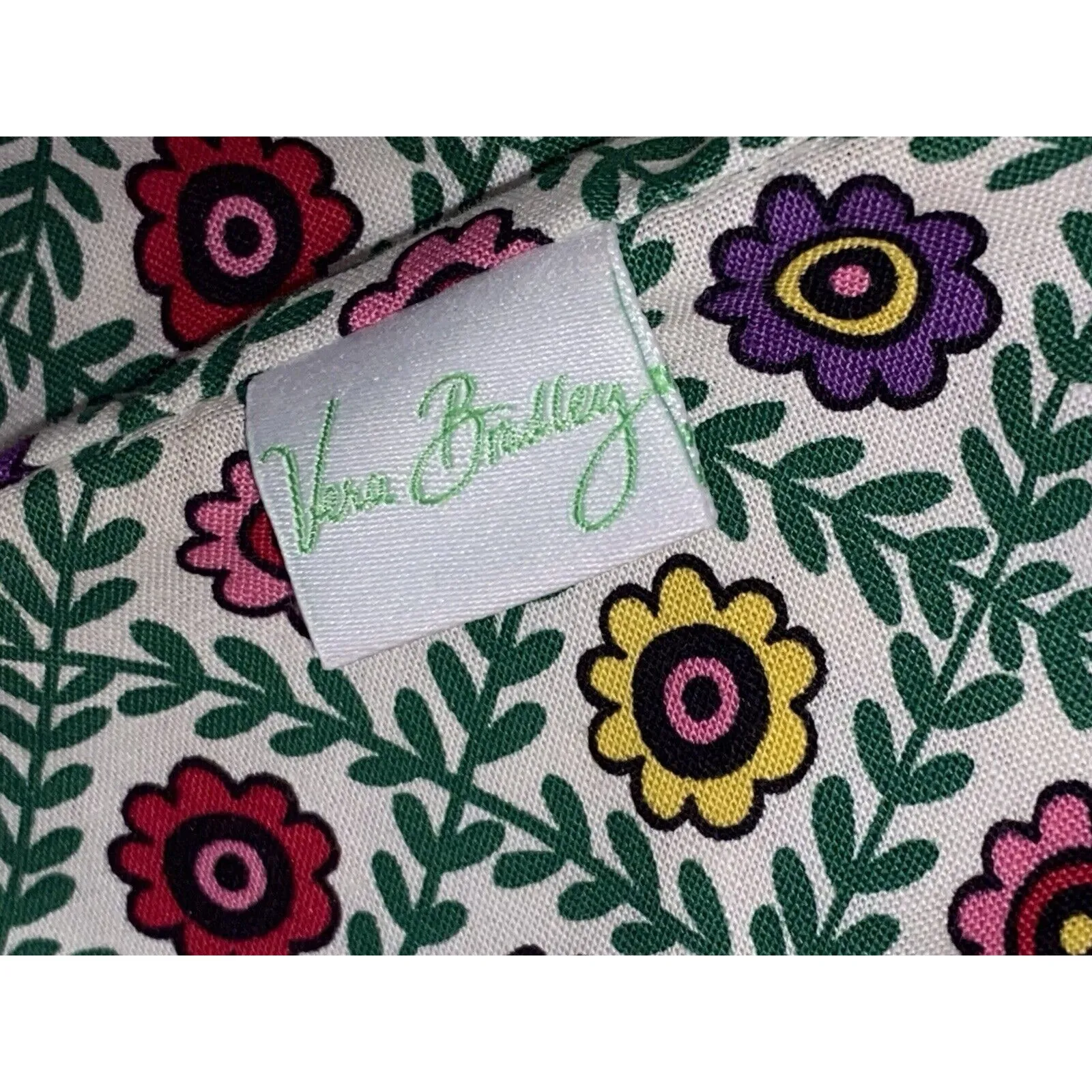 Viva La Vera Bradley Hand Bag Tote Bamboo Handle Pink Cream straw - Image 8