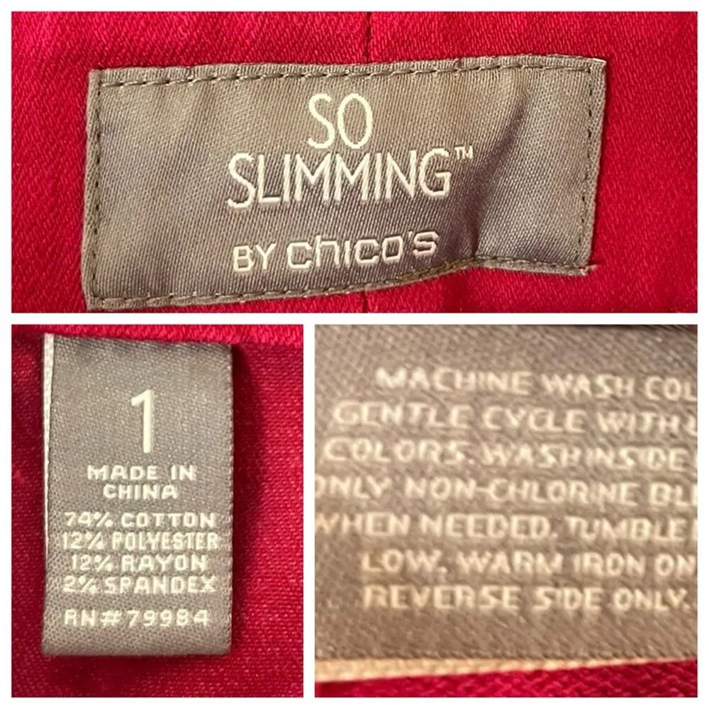 Chico’s Size 1 So Slimming Jeans Slim Straight Mid Rise Hot Pink Women’s Size 8 - Image 7