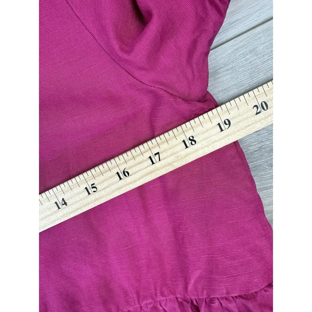 TRADLANDS Pink Cactus‎ Blossom Nico Dress Size XS Tiered Oversize Tencel Linen - Image 5