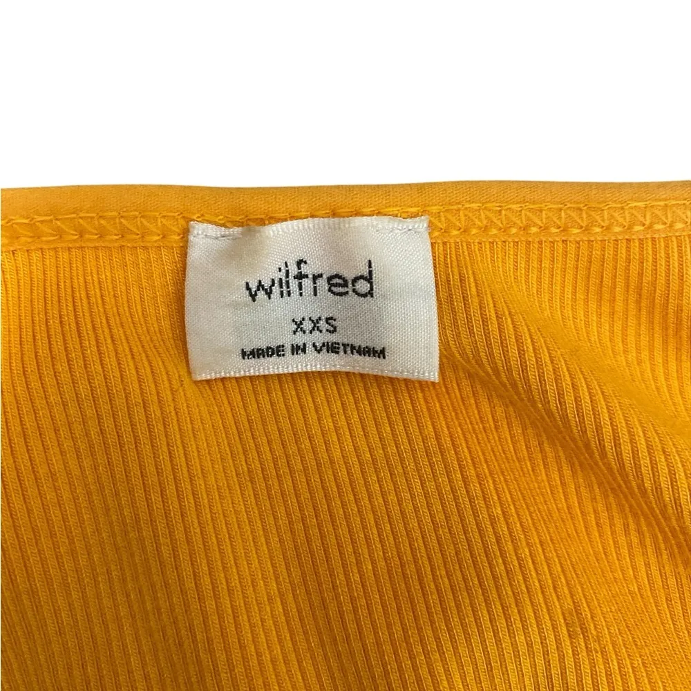 Aritzia Wilfred Yellow Ribbed flutter ruffle v neck top Size XXS - Image 3