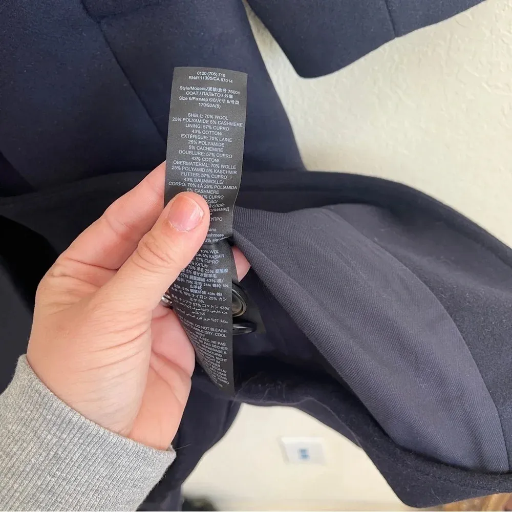 NWT Tory Burch WOOL CASHMERE COAT Navy Knee Length - Image 8