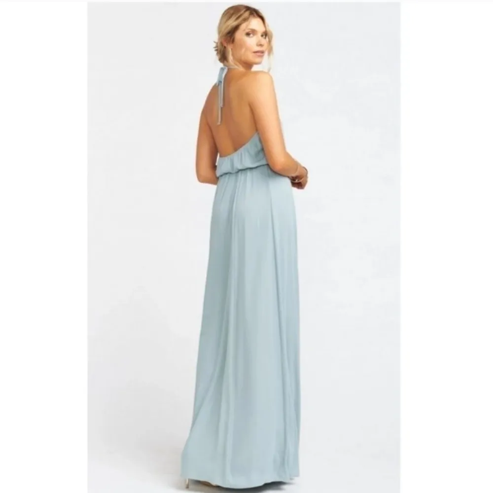 Anthropologie Show Me Your Mumu Heather Halter Dress in Silver Sage Crisp - Image 8
