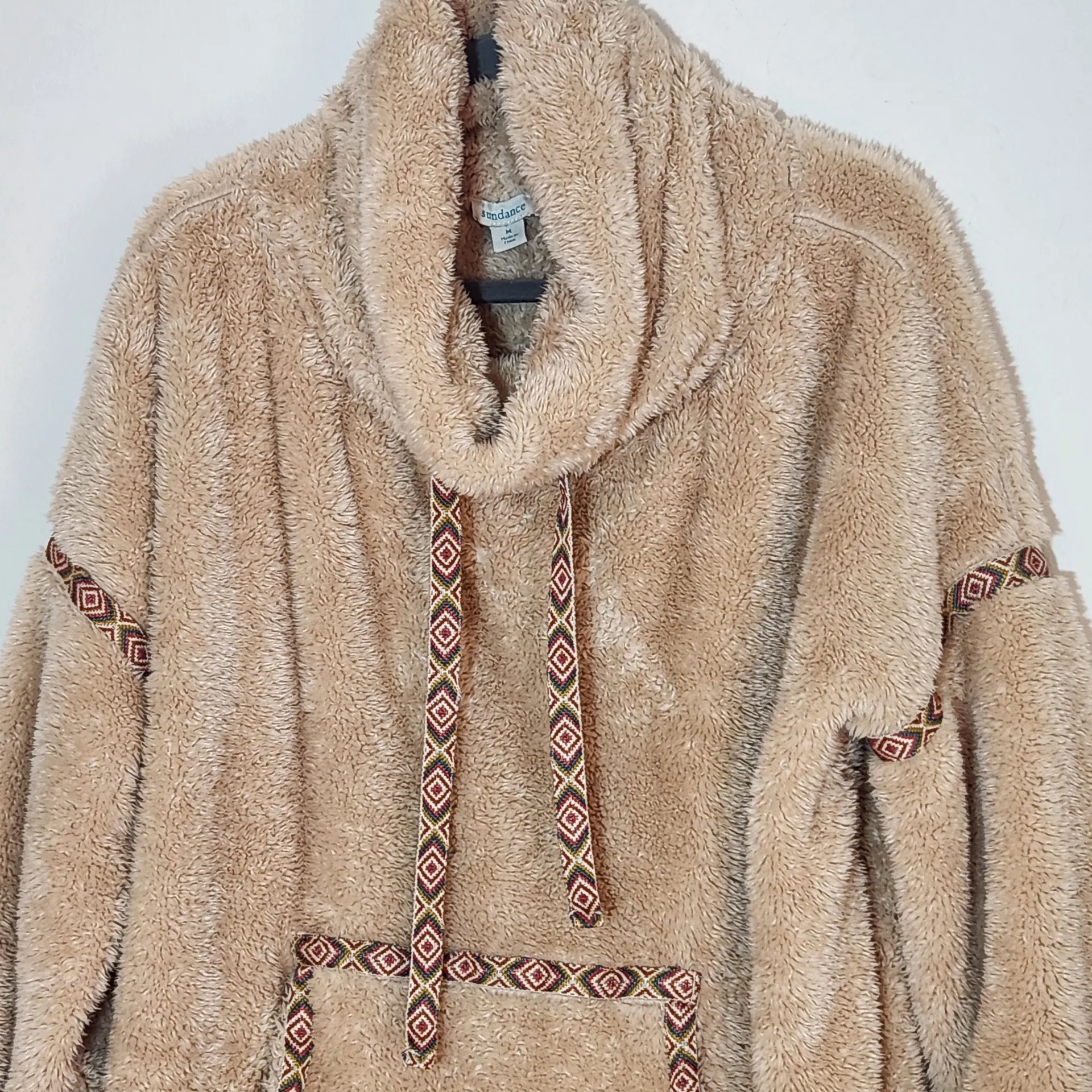 Sundance Cream Oversized Boho Sherpa Pullover Size Medium - Image 2