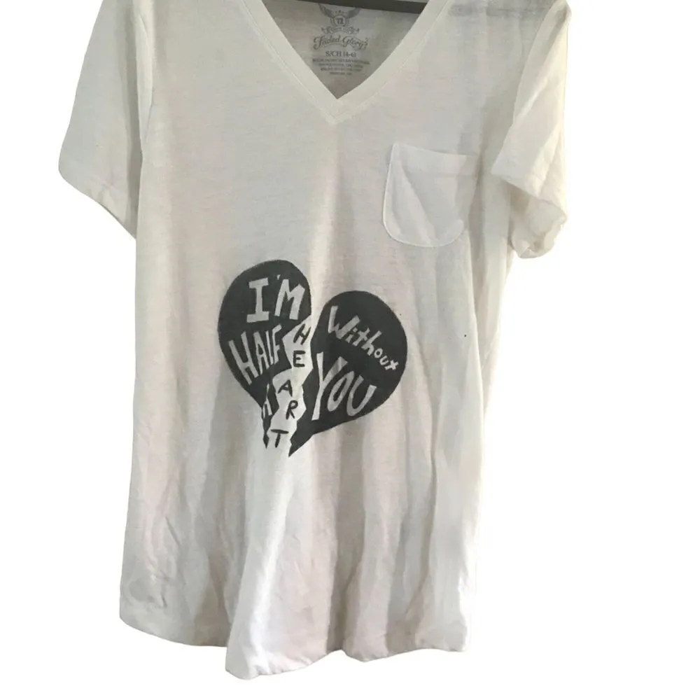 Faded Glory White Graphic V Neck Short Sleeve T Shirt - Image 2