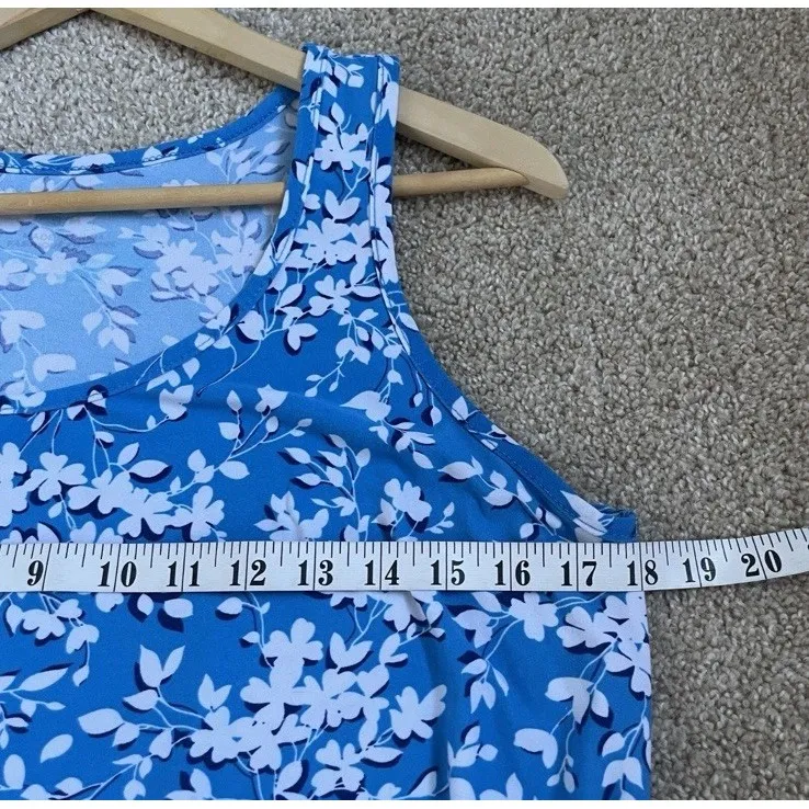 Draper James Ruffle Nightie Blue Shadow Floral Sleeveless Women's Size S M - Image 5