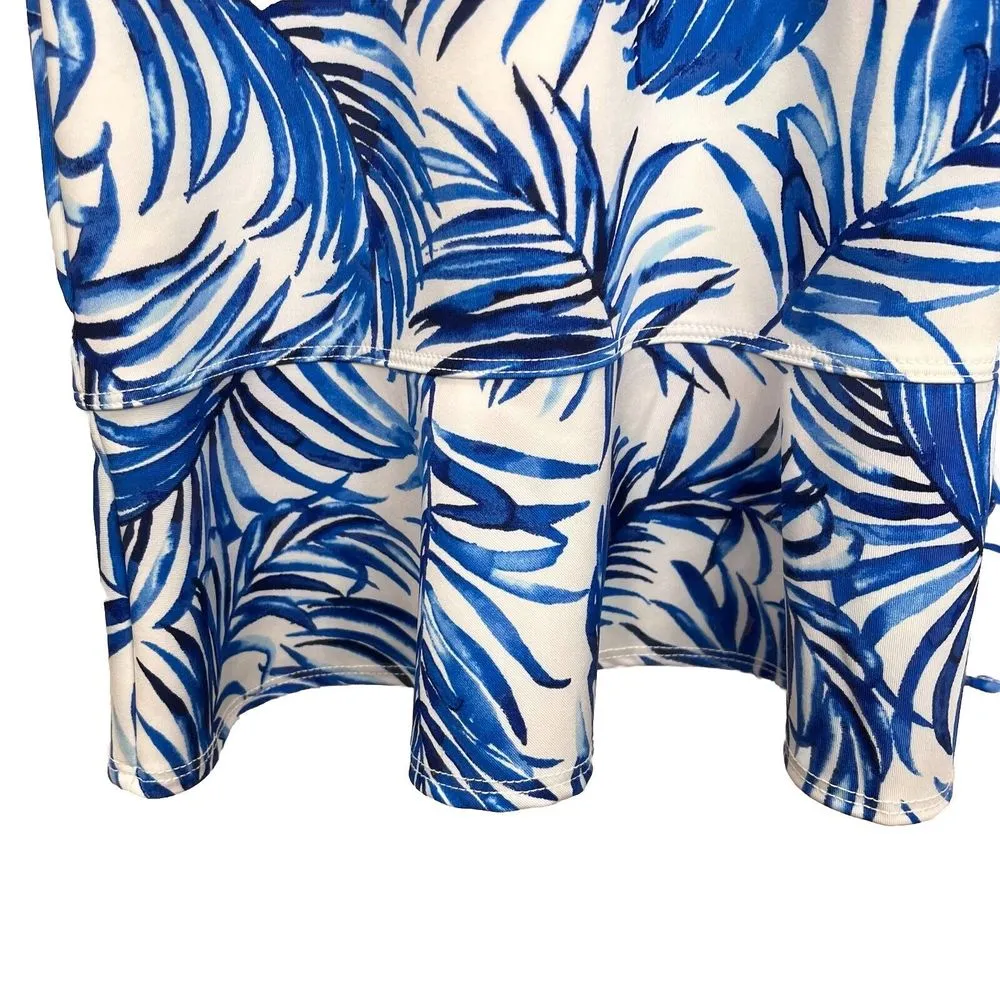 Tommy Bahama Blue Palm Leaf‎ 1/4 Zip UPF50 Active Dress LARGE Athleisure - Image 6