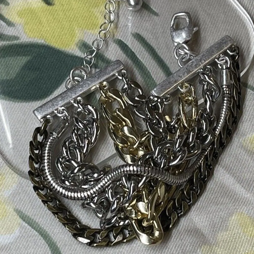 Jenny Bird Austin Cuff Mixed Metals Stacked 5 Chain Bracelet Brand New - Image 9
