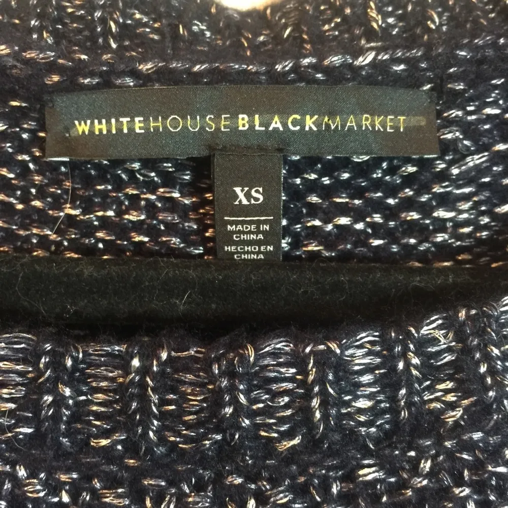 WHBM Navy And Silver Knit Long Sweater XS - Image 2