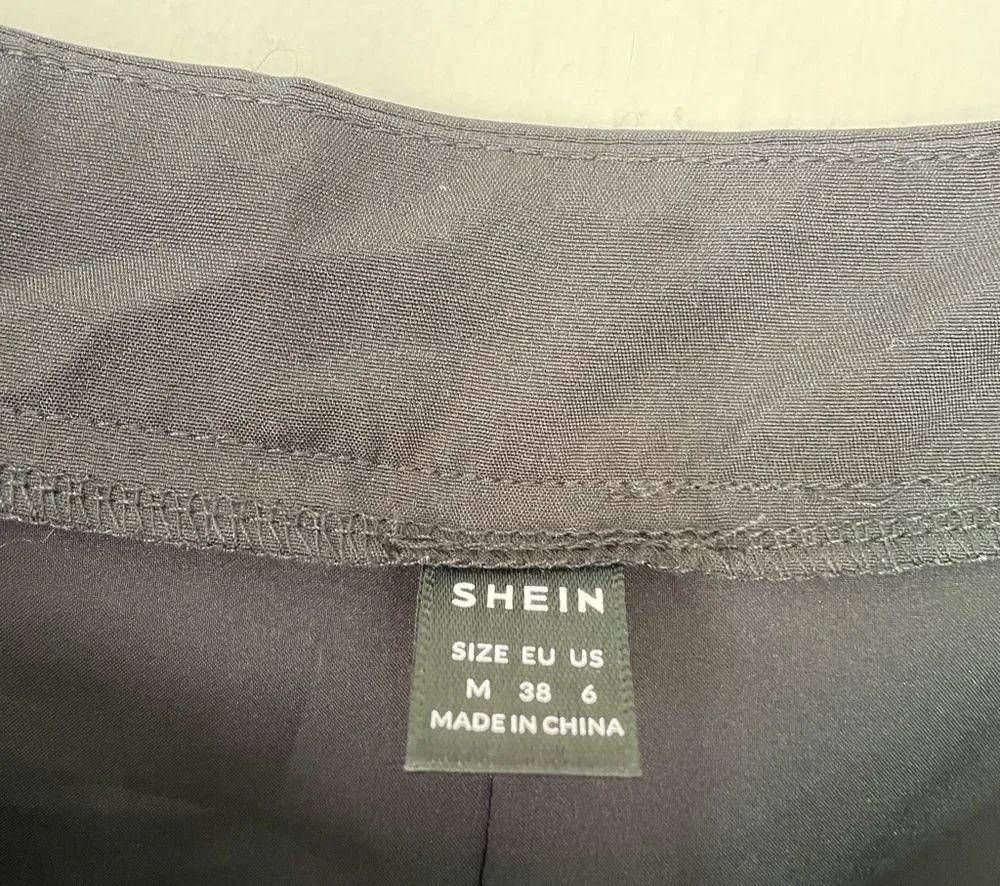 Shein Black Pleated Trousers Wide Leg High Waist Dress Pants ~ Women’s Size M - Image 4