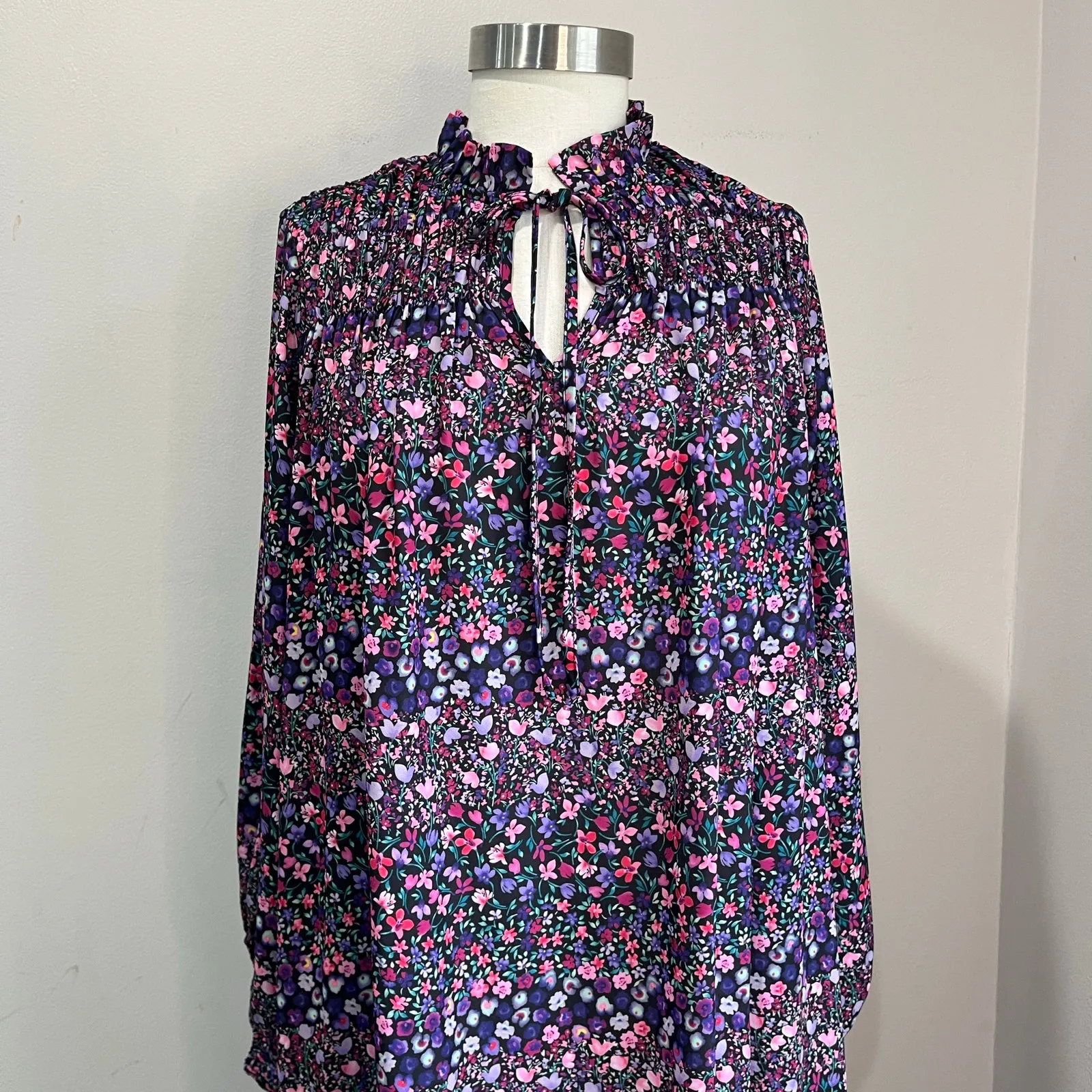 Y.A.S Yasmalone Oversized Floral Long Sleeve Maxi Dress Boho 7/8 Sz Small Black - Image 9