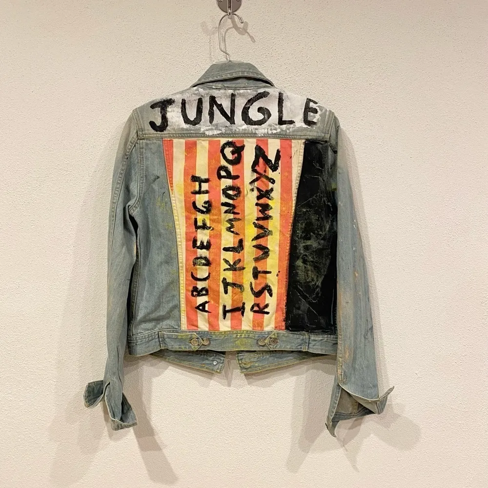 Brandy Melville US Flag Stars Stripes Denim Jacket Custom Hand Painted S… - Image 5