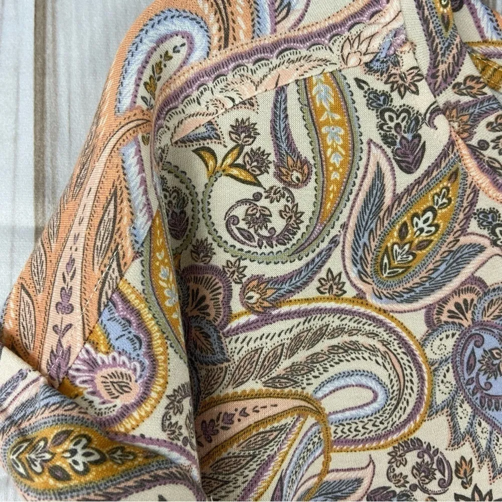 Paisley Jewel Tone Boho Short Sleeve Tunic Top Cupio Women’s Size Medium - Image 11