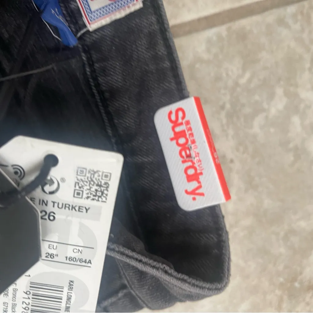 NWT Superdry Cut Off Denim Jean Kari Longline Shorts 26 Coastline Black‎ shorts - Image 9