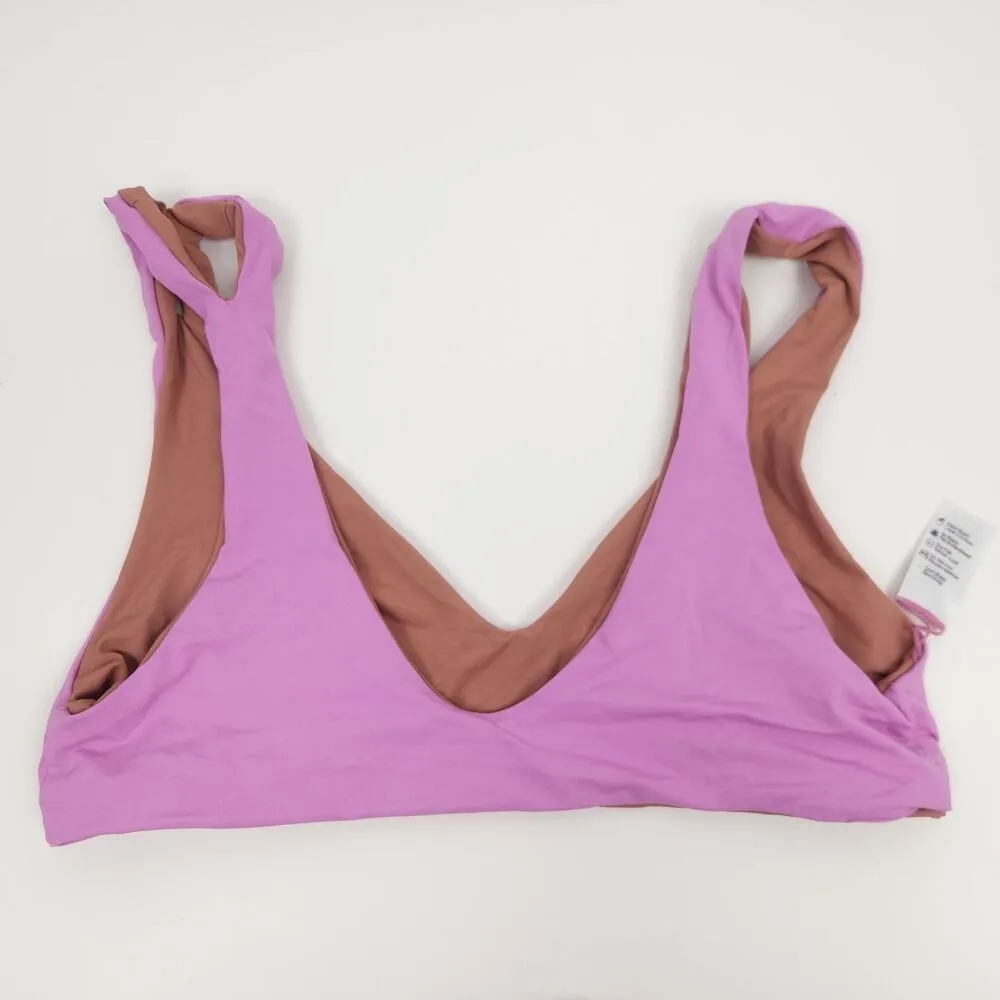 L*Space Bikini Set Breakers Bottom One Wave Top in Purple Brown Reversible XL - Image 3