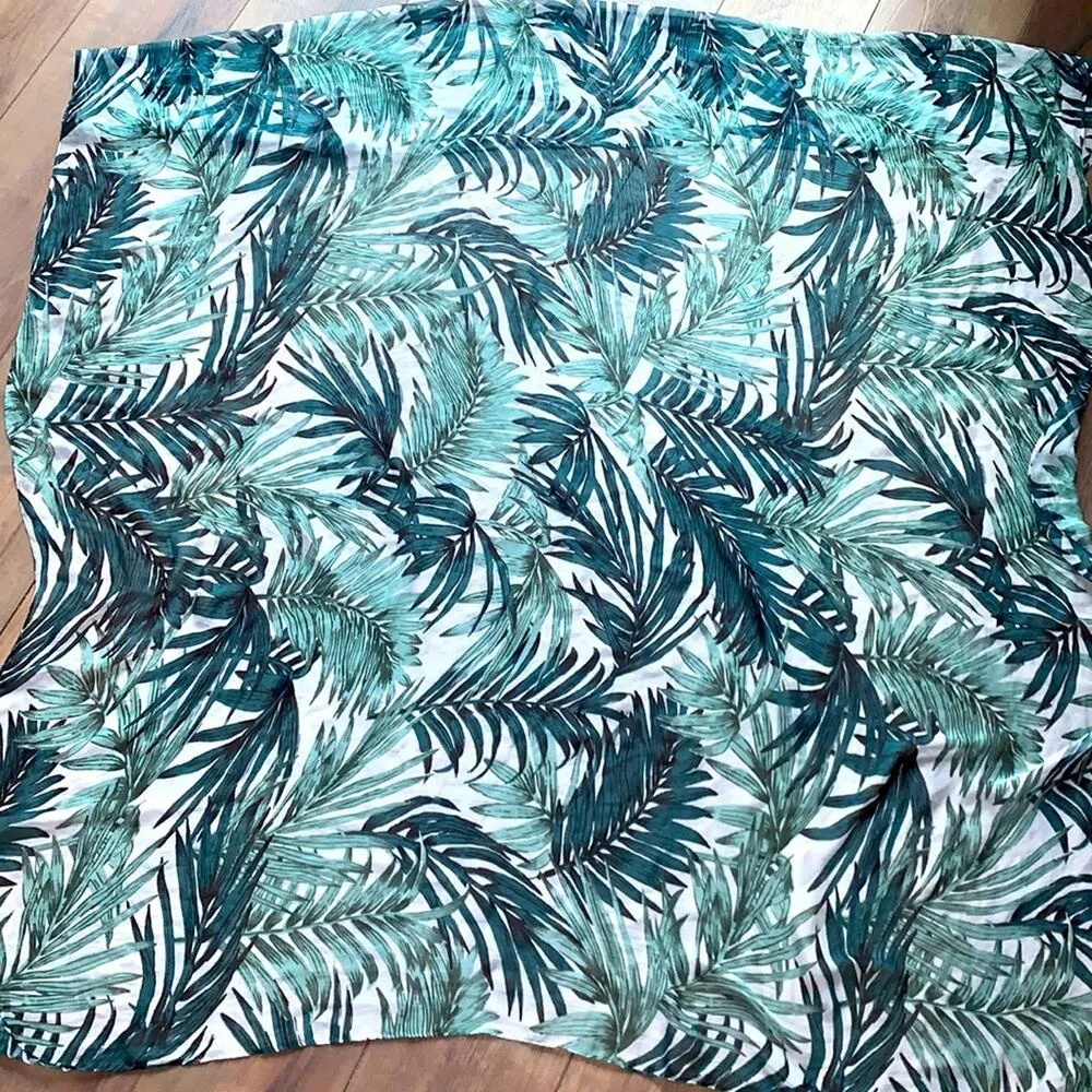 Palm Leaf Lightweight Sheer Scarf Green - Image 4