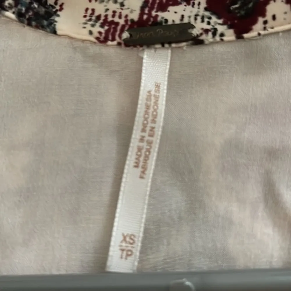 Free People Anthropologie V-Neck Maroon Cream Dress L/S Size XS EUC #0494-DS - Image 5