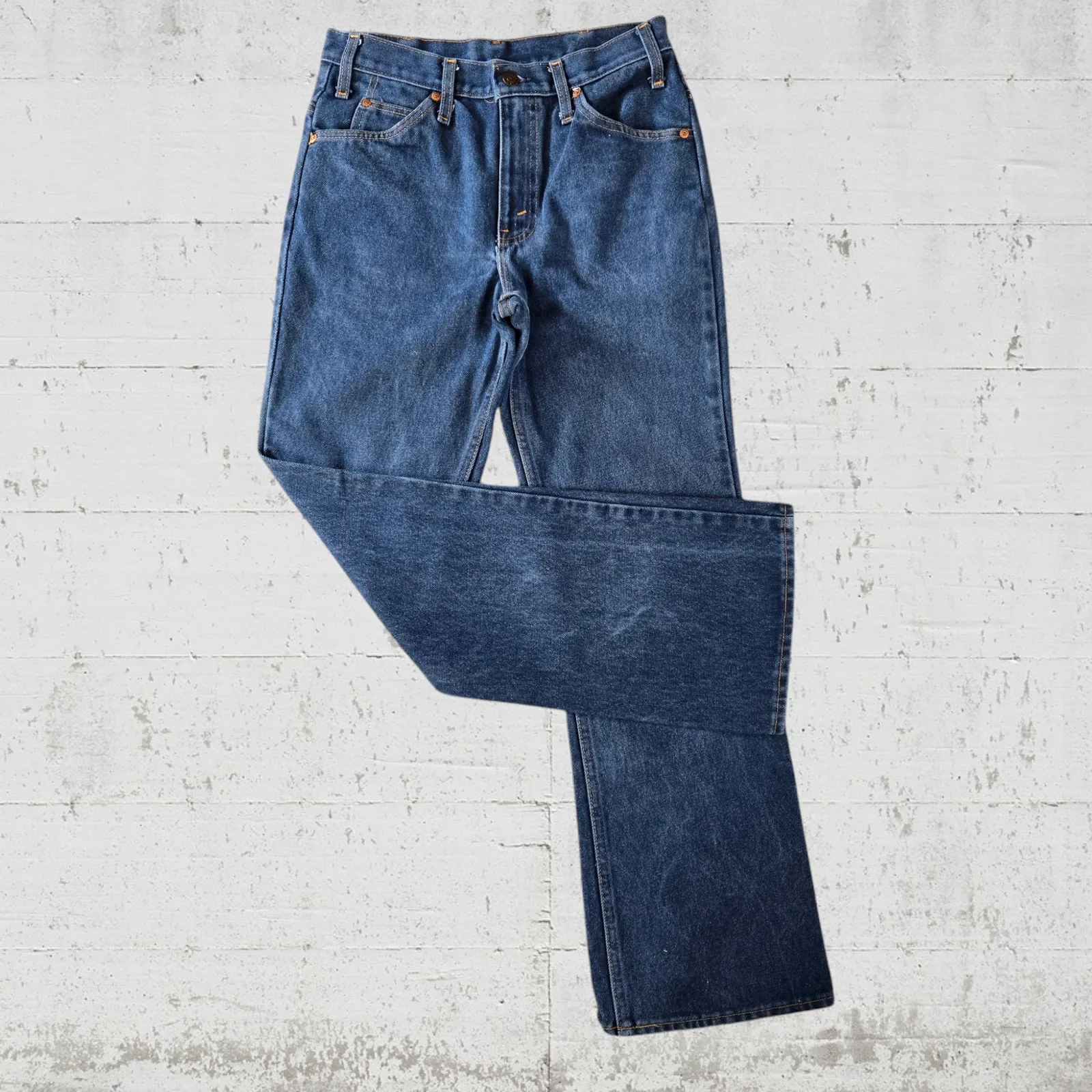 80s Vintage Medium Wash High Rise Bootcut USA Made Western Flare Jeans Size 30 - Image 2