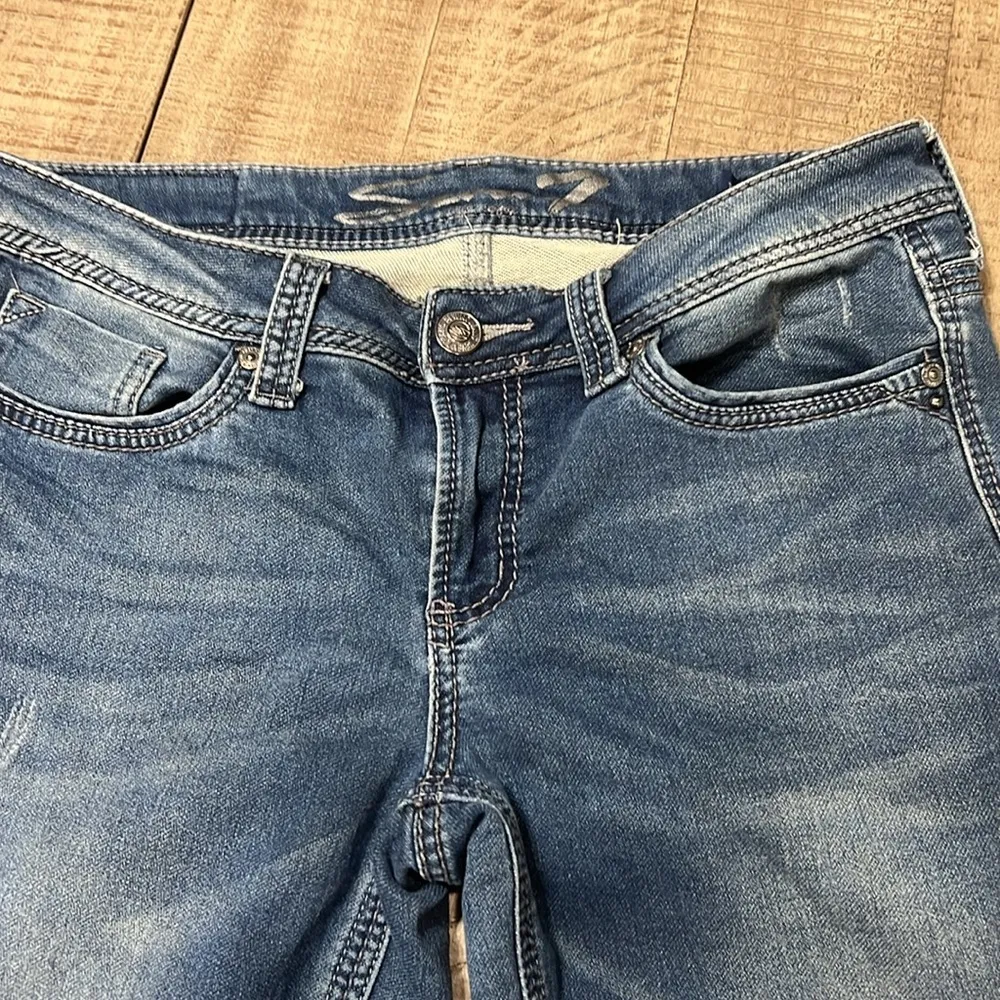 Seven 7 Jeans Womens Booty Shaper High Rise Legging Stretch Blue Denim Casual - Image 2