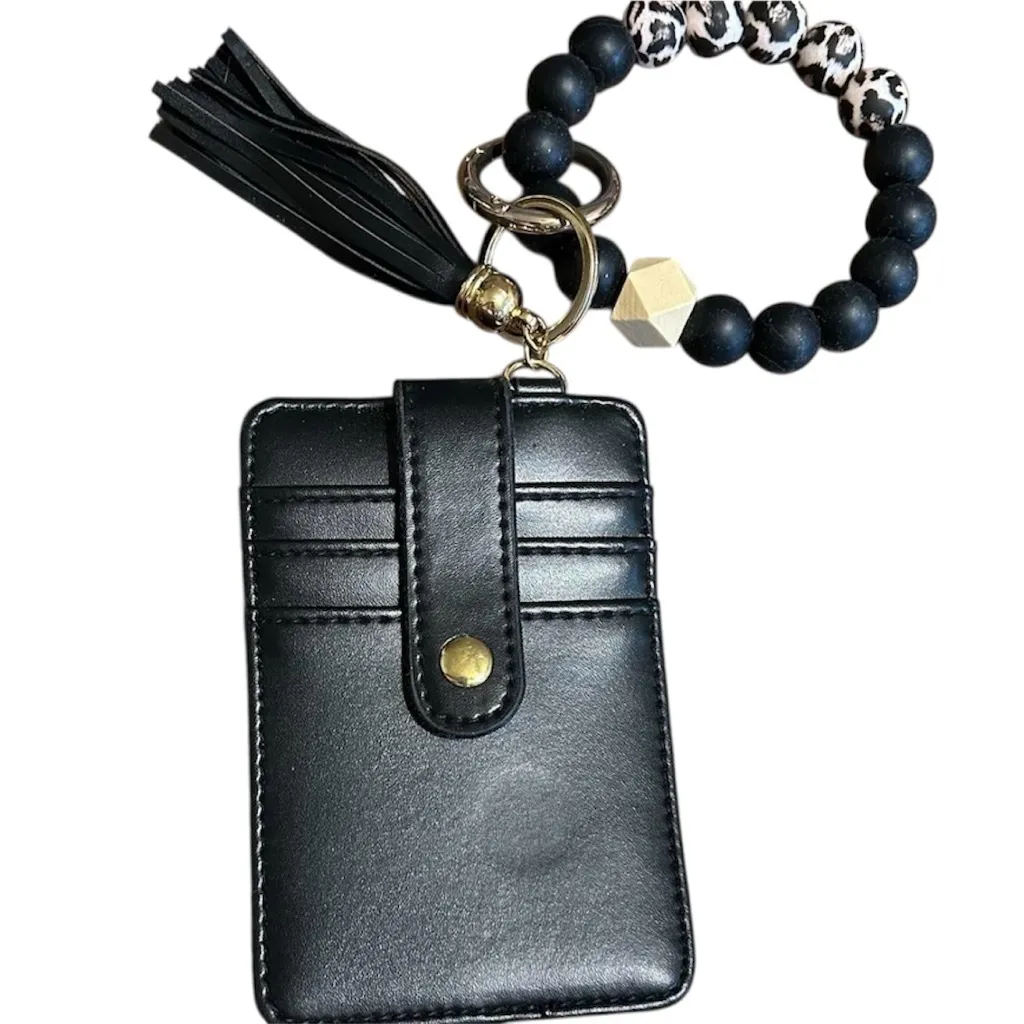 New Silicone Bead Wristlet Wallet Key Holder & New Personal Alarm Alert Black - Image 2