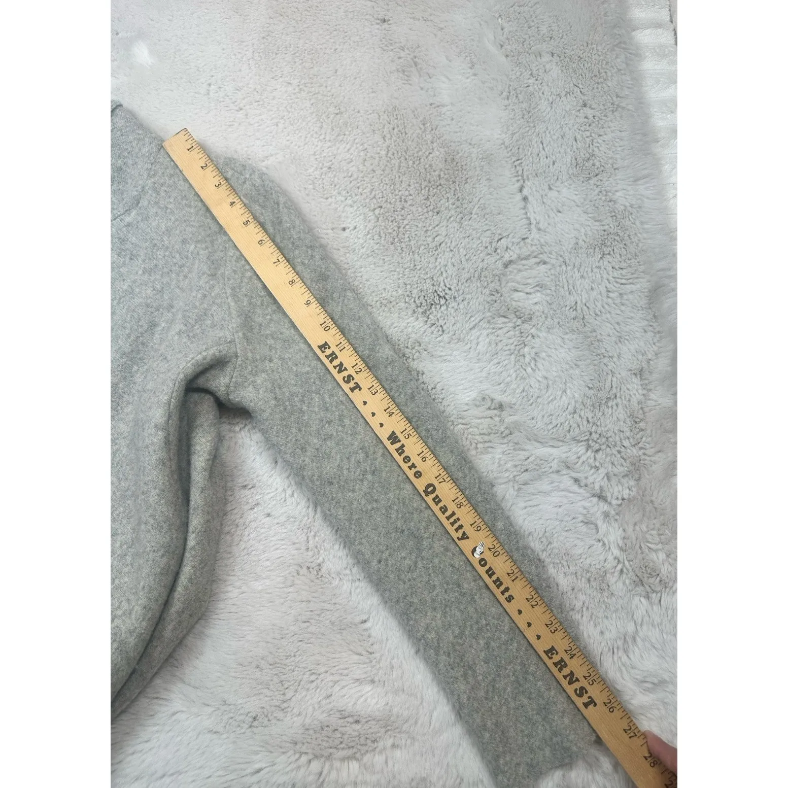 Eileen Fisher High Collar One Button Lambs Wool Cashmere Jacket Size Medium Gray - Image 14