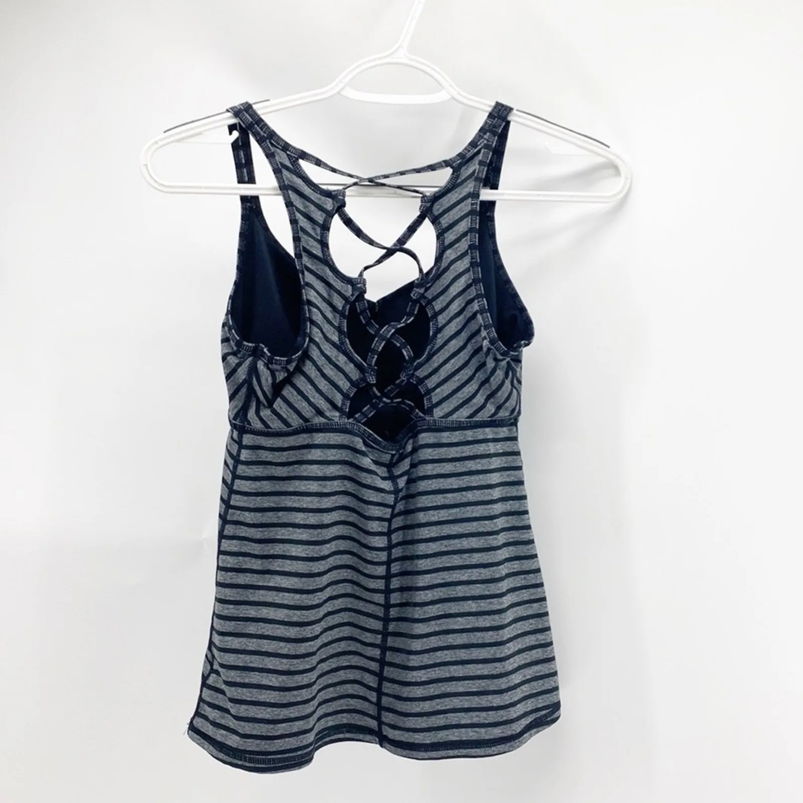 Prana Filament Tank Top Shelf bra black grey Striped Workout yoga casual size XS - Image 6