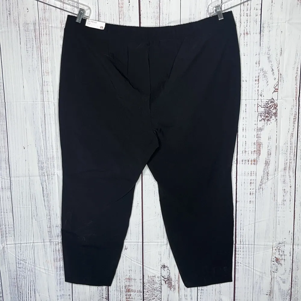 Lane Bryant NWT Sz 28 Black w/ White Side Stripe Mid Rise On-The-Go Ankle Pants - Image 2