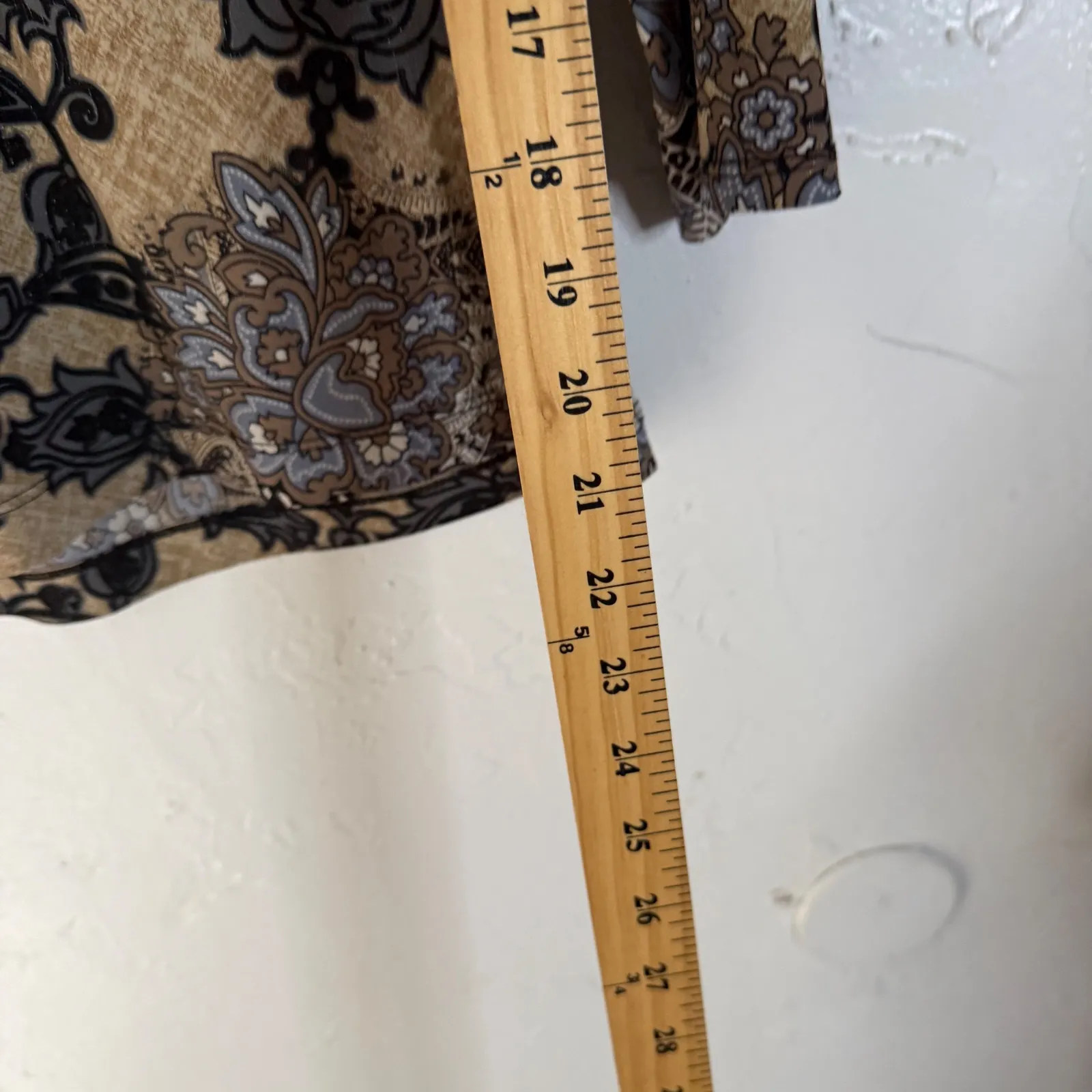 Y2k Blue Brown Paisley Print 3/4 Sleeve Top Blouse‎ Shirt M Western Boho Grunge Size M - Image 6