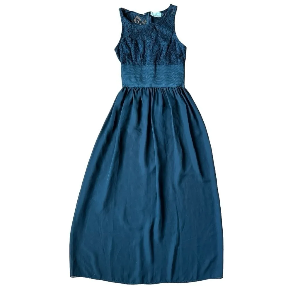 Baluoke Lace Bodice Maxi Dress Scoop Neck Sleeveless Sheer Black Size Large - Image 11