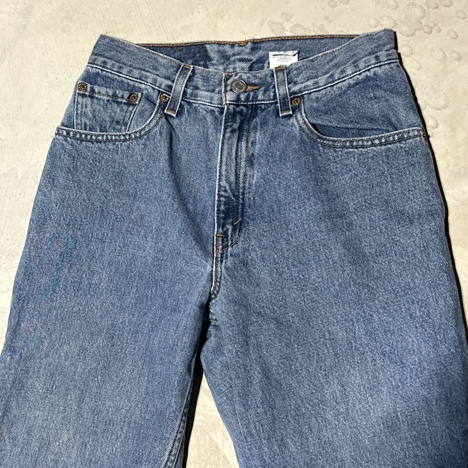 Vintage Levi's 550 7 Jr S Relaxed Fit Tapered Leg 26x30 Denim Y2K 90s Light Wash - Image 8