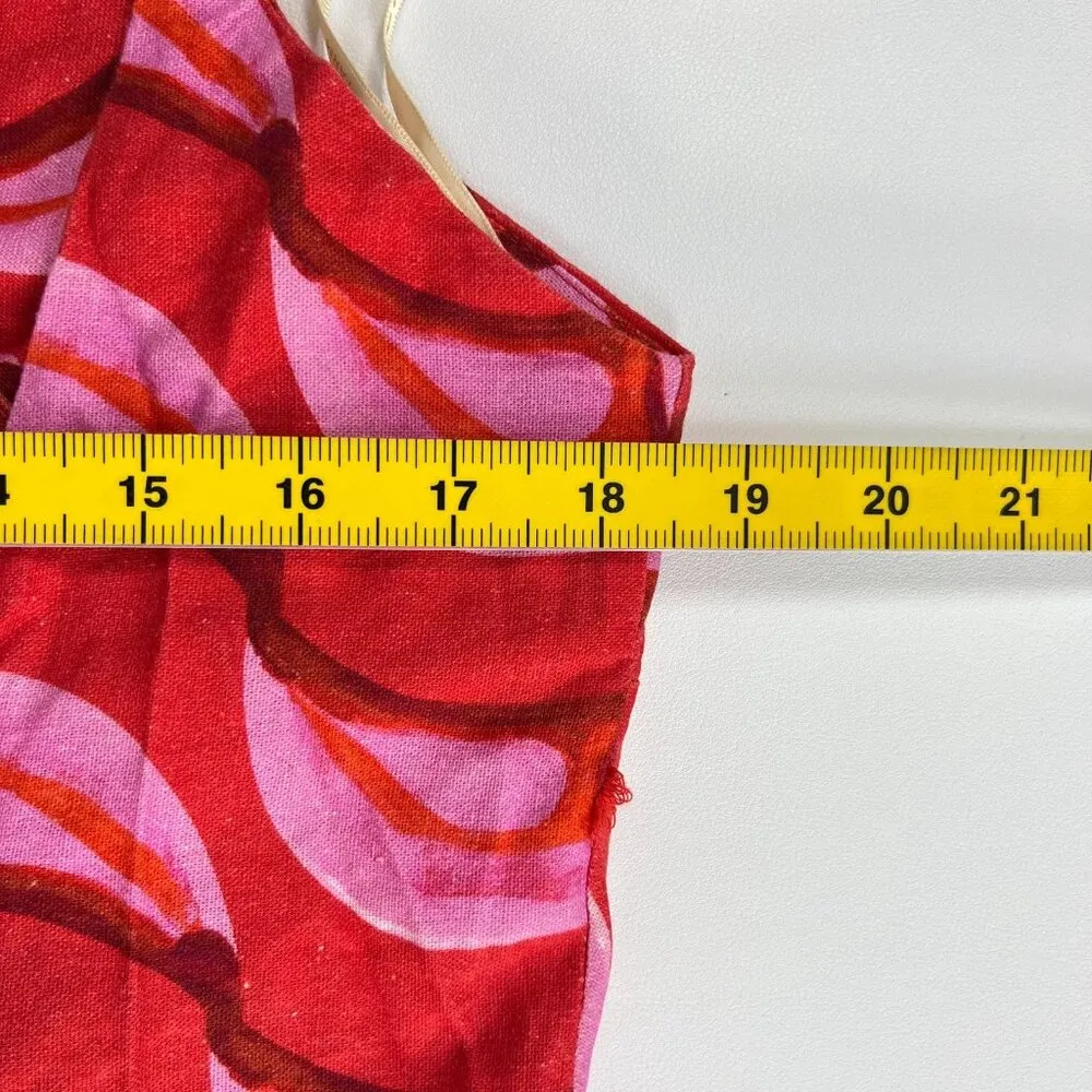 NOWT Farm Rio Linen blend Copabanana Wrap Mini Dress Red Pink Size XL - Image 16