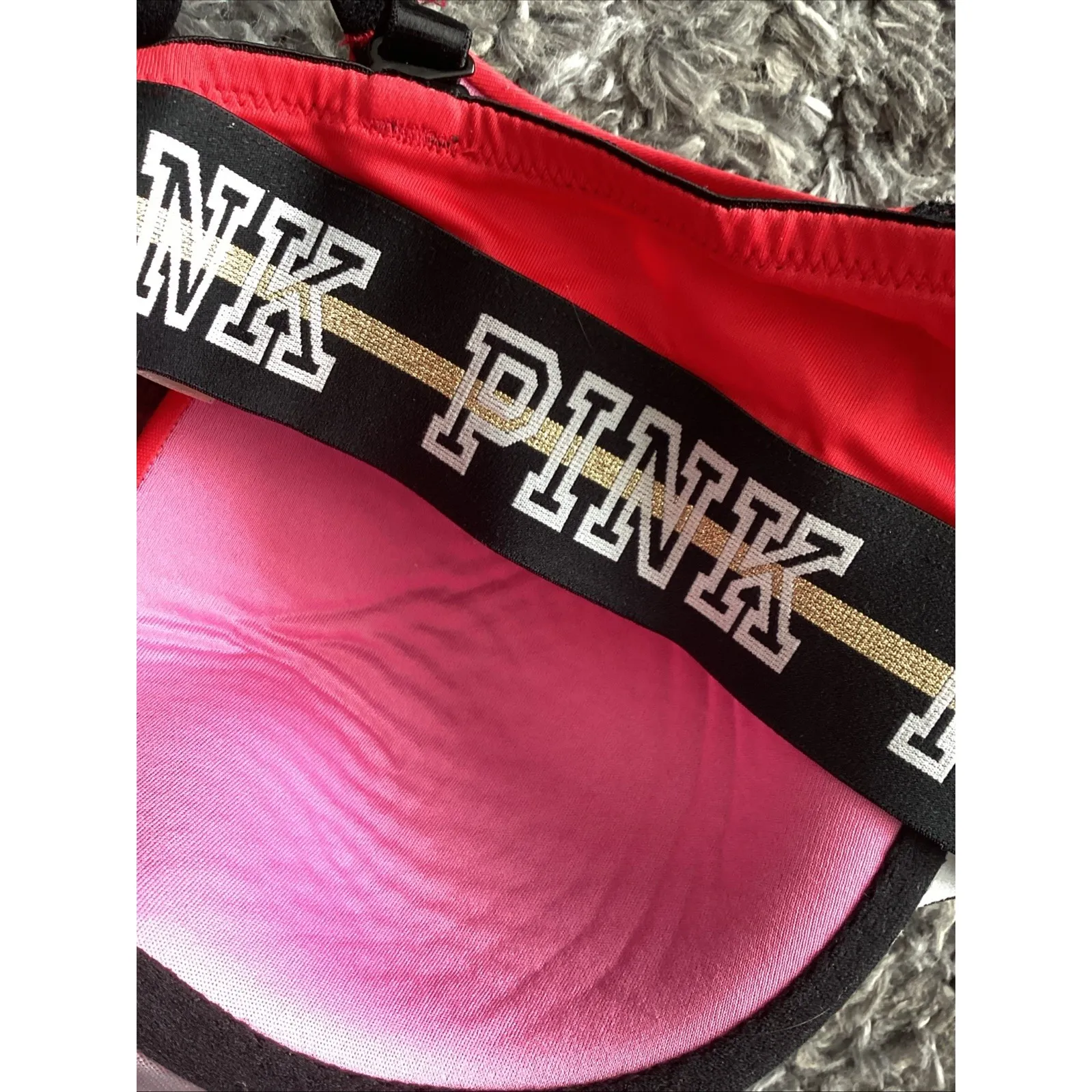 Victoria Secret PINK Bra Size 36c Red Underwire Pink Logo On Band - Image 7