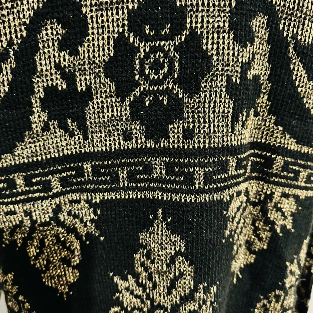 Arielle Women Vintage Black & Gold Glitter Crewneck Sweater Ornate Pattern Sz M Size M - Image 13