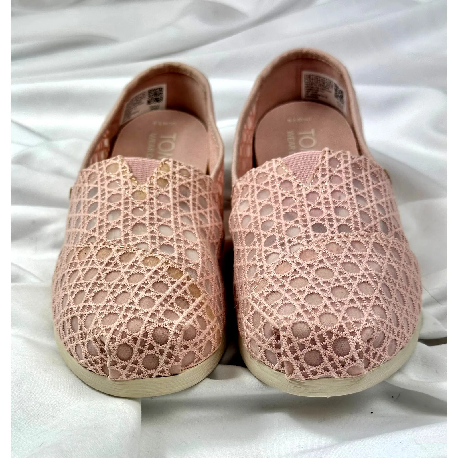 Toms Alpargata Ballet Pink Basket Weave Lace Shoe 7.5 - Image 7