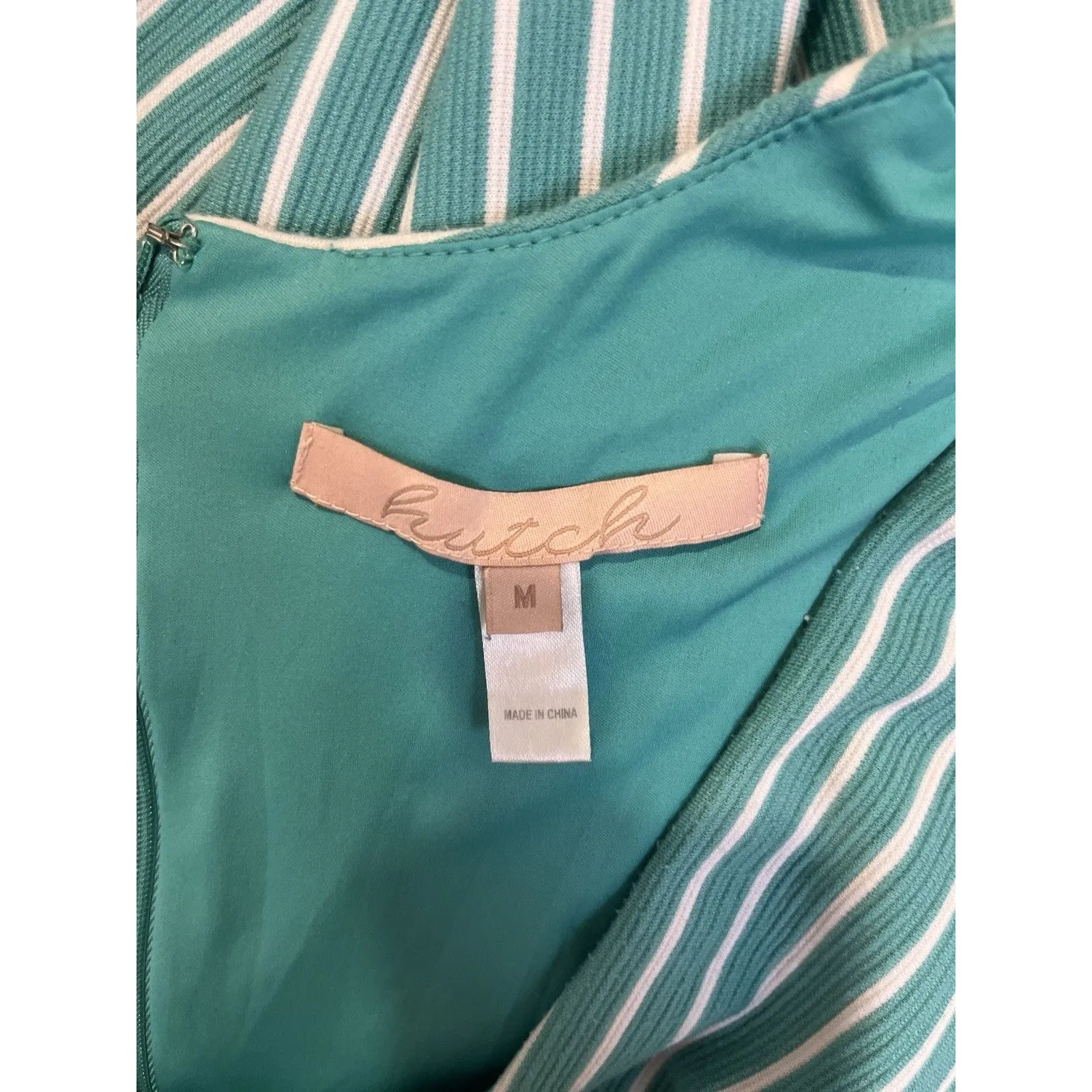 Hutch By  Anthropologie  Sleeveless Green With White Stripped Dress Sz Medium - Image 7