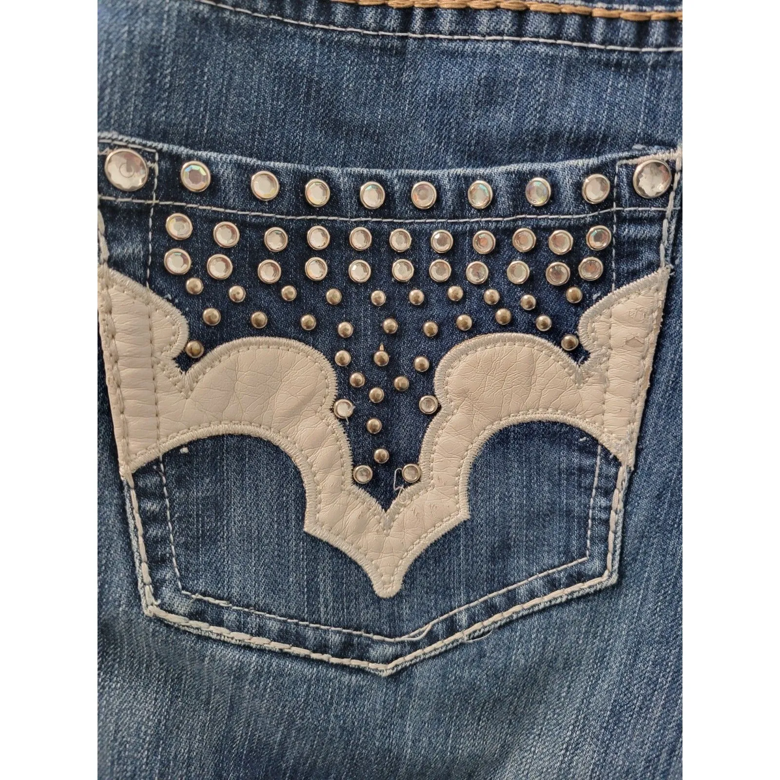 Liuces Jeans Womens Size 18 Slim Fit Rhinestones Embellish Rise Western Cowgirl Blue - Image 9