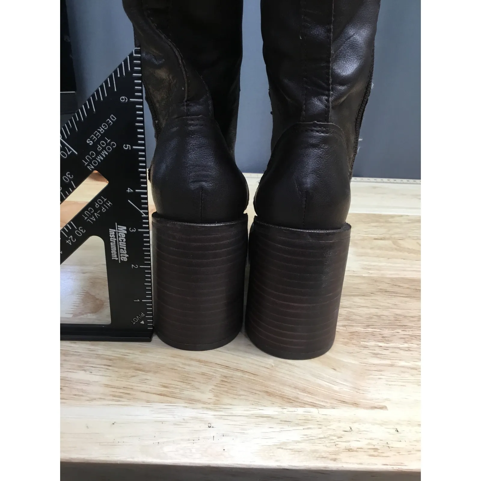 Lucky Brand Odillie Women's 6M Black Leather Knee High Platform Block Heel Boots - Image 3