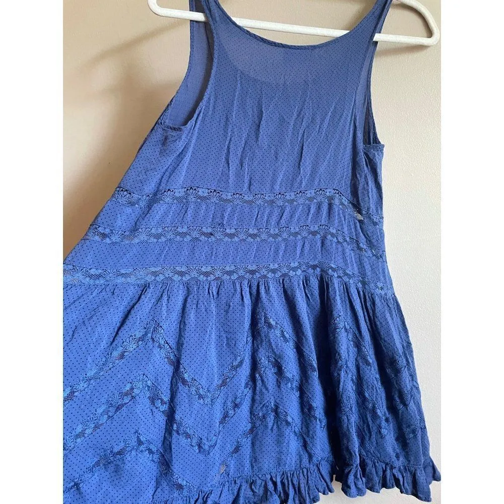 Free people Intimately Free blue open knit lace trim Tank Sz XS - Image 8